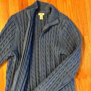 Cable knit full zip sweater